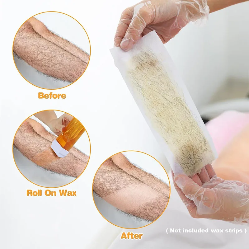 Roll On Waxing Kit For Hair Removal All Skin Types Heater Waxing Hot Cartridge Honey Hair Removal Wax Roller Set Unisex 3