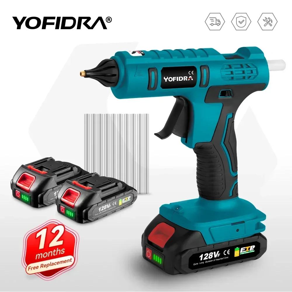 Hot Melt Glue Gun Hot Glue Gun Cordless Glue Gun 100W Cordless Hot Melt Glue Gun Anti-scald Rechargeable with 10pcs 11mm Glue Sticks Home DIY Repair Tool For Makita 18V Battery
