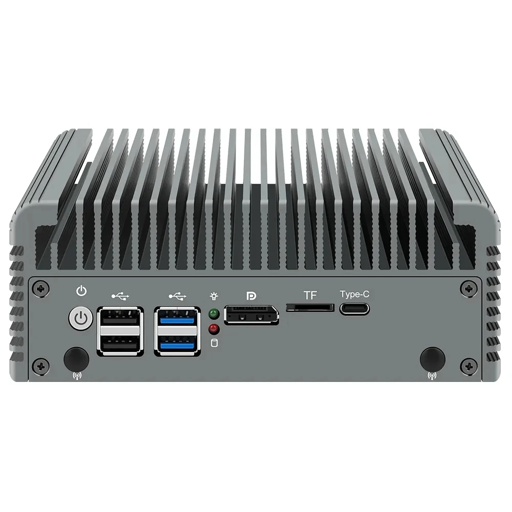 2.5G Fanless Mini PC Intel i3 N355 N305 N150 N100 4xi226-V LANs DDR5 Type-C 6*USB 2*NVMe 2*SATA Firewall Router Proxmox pfSense 5