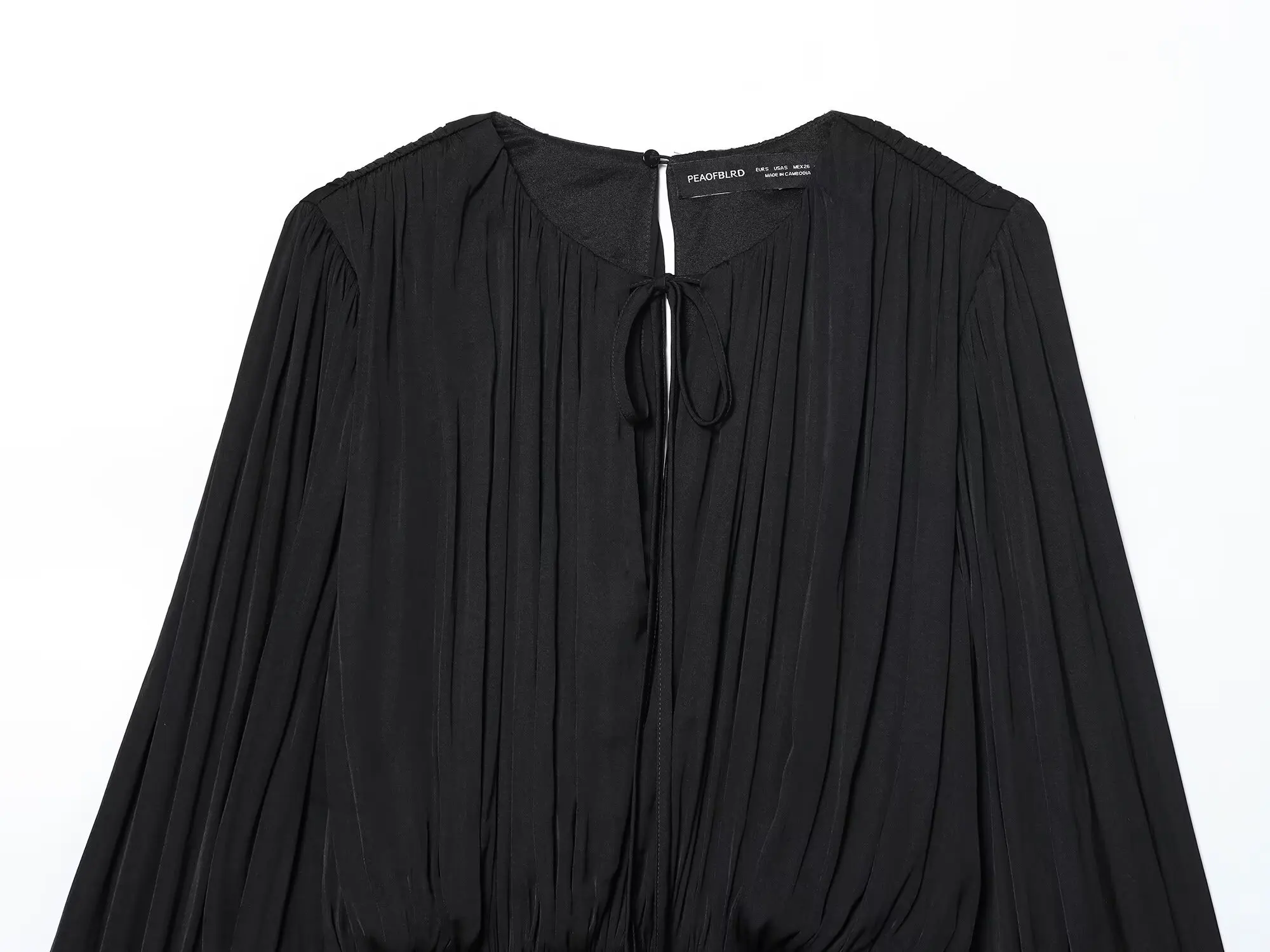 Women Black Elegant Mini Dress Female Flared Full Sleeve Pleated High Waist Ruffle Dresses Spring Autumn Chic Lady Lace Up Dress