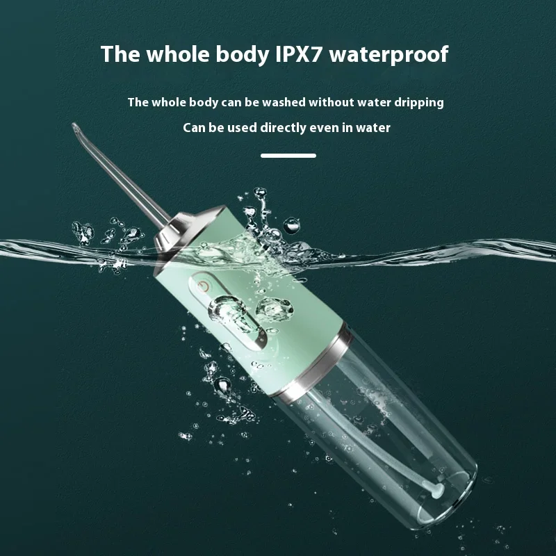Oral Irrigator Portable Dental Water Flosser USB Rechargeable Water Jet Floss Tooth Pick 4 Jet Tip 220ml 3 Modes Teeth Cleaner