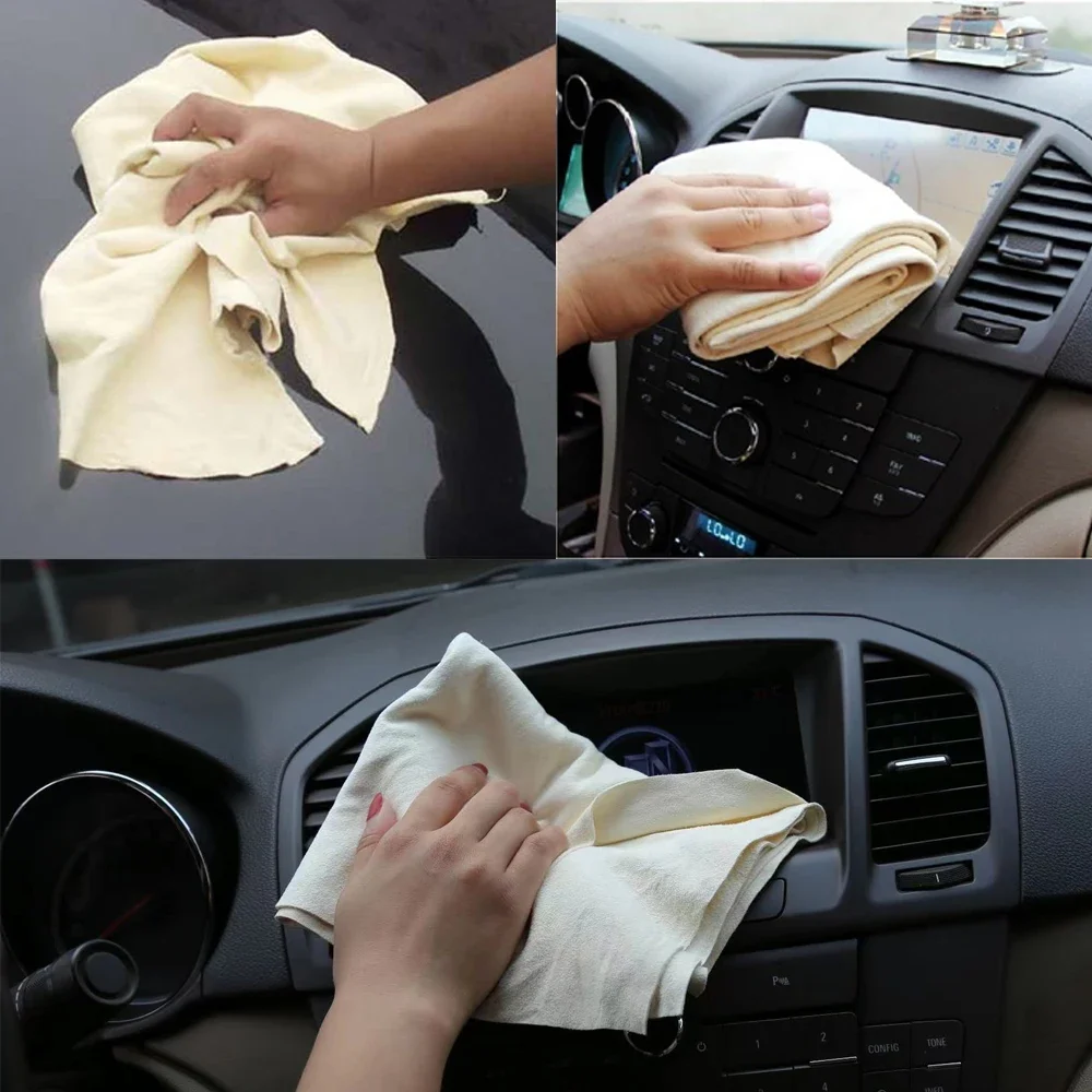 Suede Car Towel Natural Chamois Car Care Cleaning Cloth Genuine Sheepskin Wash Rag Ultra Absorbent Quick Dry Towels For Car Wash Accessori