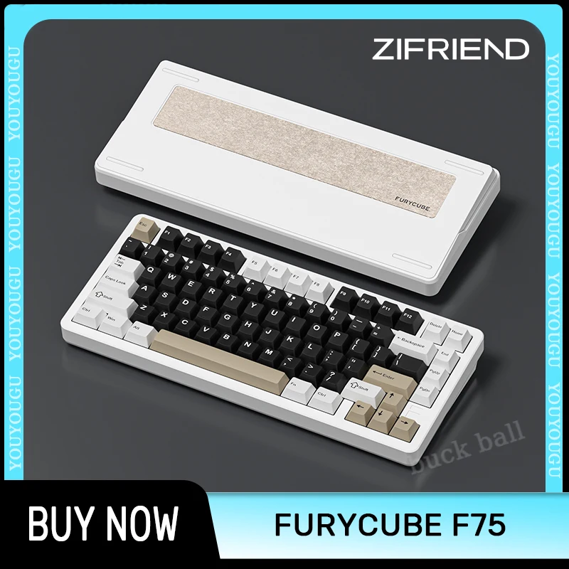 

FURYCUBE F75 Wireless Mechanical Keyboard Aluminum Alloy 3 Mode RGB CNC Gaming Keyboard Knob Hot Swap Pc Gamer Keyboards MAC WIN