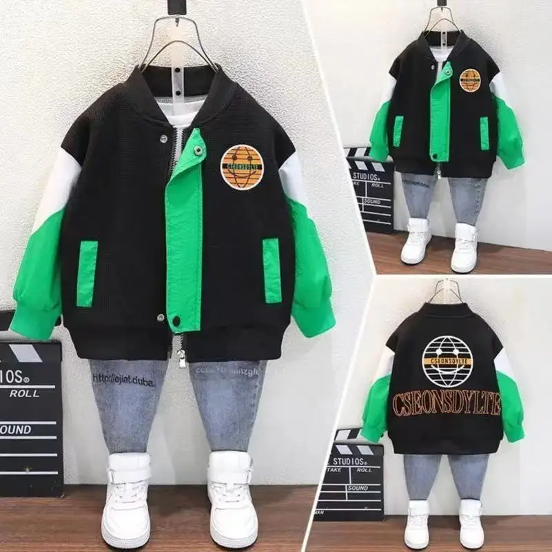 

2023 Teenager Spring Autumn Boys baseball Jackets Fashion Jackets Children's Clothing Baby Casual Windbreaker Kids Hooded jacket