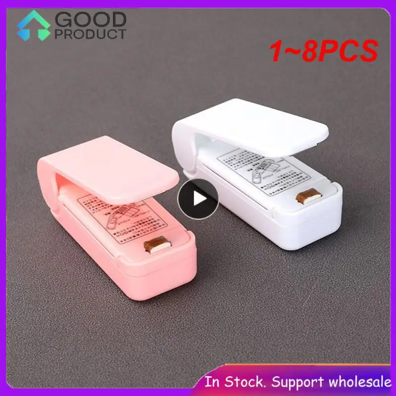 

1~8PCS Mini Heating Snack Packaging Sealer Machine Food Bags Clip Heat Sealer Handheld Holder Food Saver Storage Kitchen