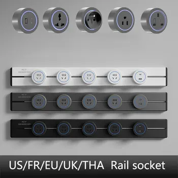 30/40/50 ซม.Track SOCKET Wall Power Rail Movable ปลั๊กอะแดปเตอร์ซ็อกเก็ต High End Home Appliance Power 8000W EU US UK มาตรฐาน USB 1