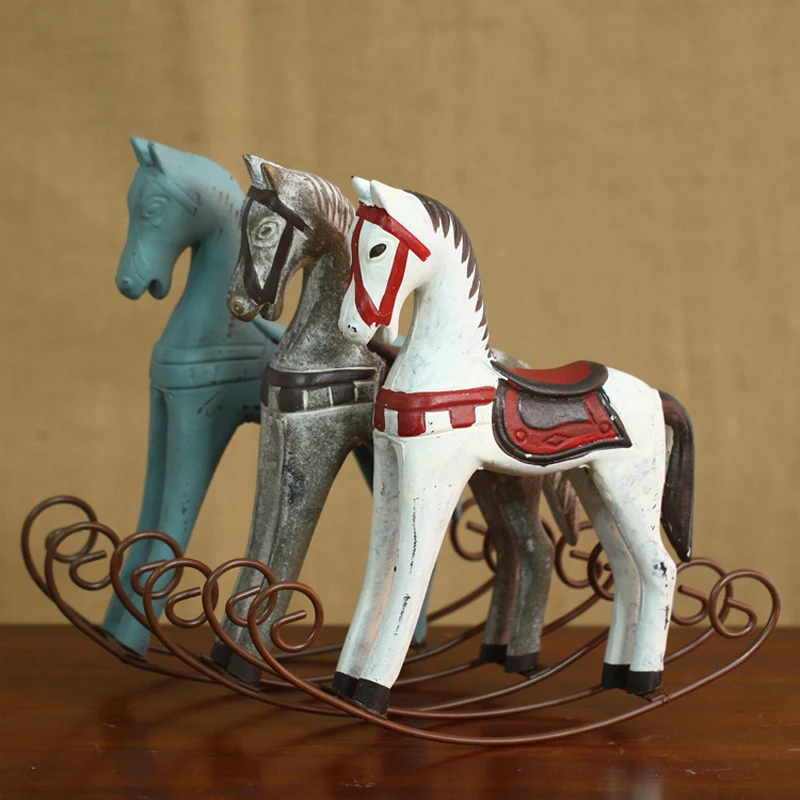 Vintage 10 Inch Decoration Wooden Rocking Horse Creative Retro - Main Image