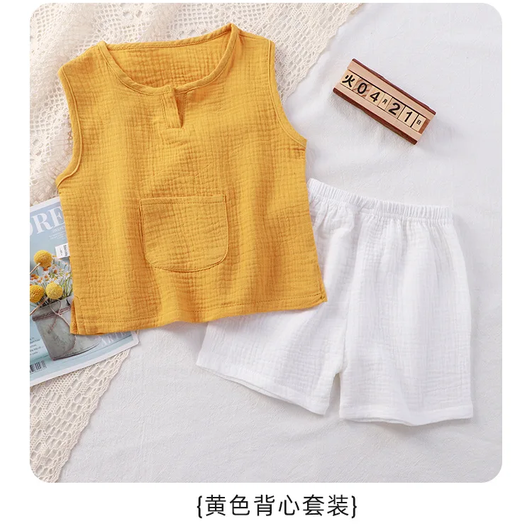 2pcs/set Children Clothes summer boys girls sleeveless Tshirt + Shorts For Baby Boys Girls Infant Clothes Summer Kids clothes vintage Baby Clothing Set