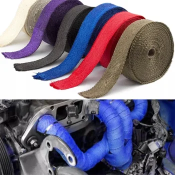 5 ซม.* 1/5/10/15 M ไฟเบอร์กลาสท่อไอเสียความร้อน Universal รถจักรยานยนต์รถท่อไอเสียเทปความร้อนฉนวนกันความร้อนม้วนท่อทน 1