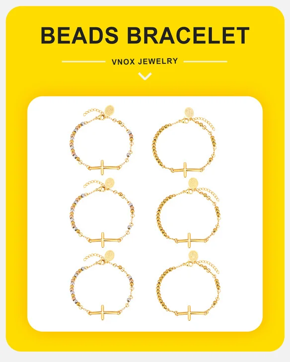 Vnox Edelstahl-Rosenkranz-Armband mit Jungfrau Maria Bar, Perlenkette, Kreuzarmbänder für Frauen, Gebetsglauben, Schmuckgeschenk – Detail 1