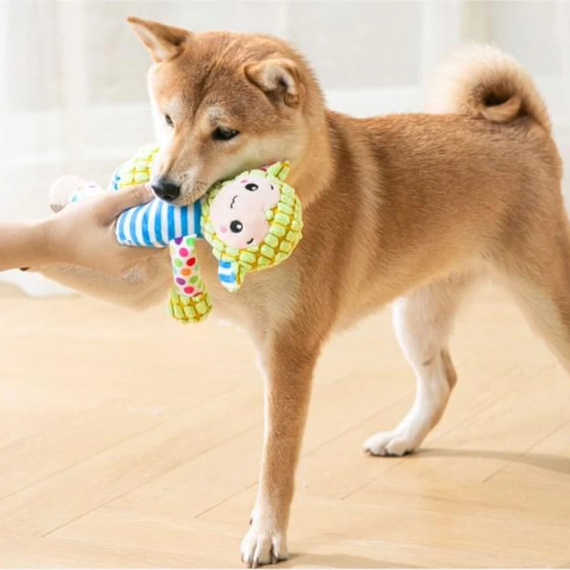 Plush Dog Toy Animals Shape Interactive Dog Chew Toys Corduroy Dog Toys for Small Large Dogs Puppy Pets Training Accessories
