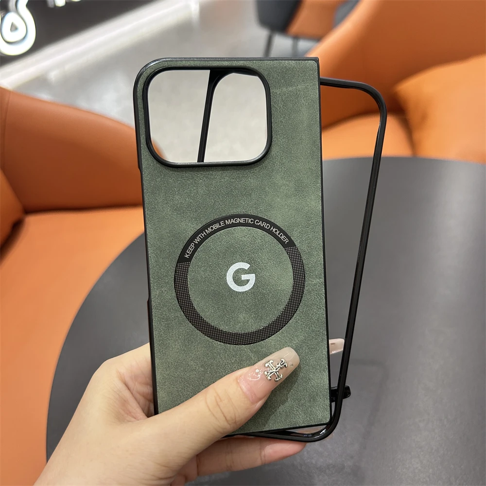 Magsafe Sheepskin Leather Magnetic Phone Case with Wireless Charging Cover