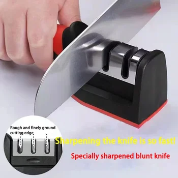 Affilatore Professionale a 3 Fasi - Affilacoltelli Manuale per Tutte le Lame con Base Antiscivolo e Utensile Domestico