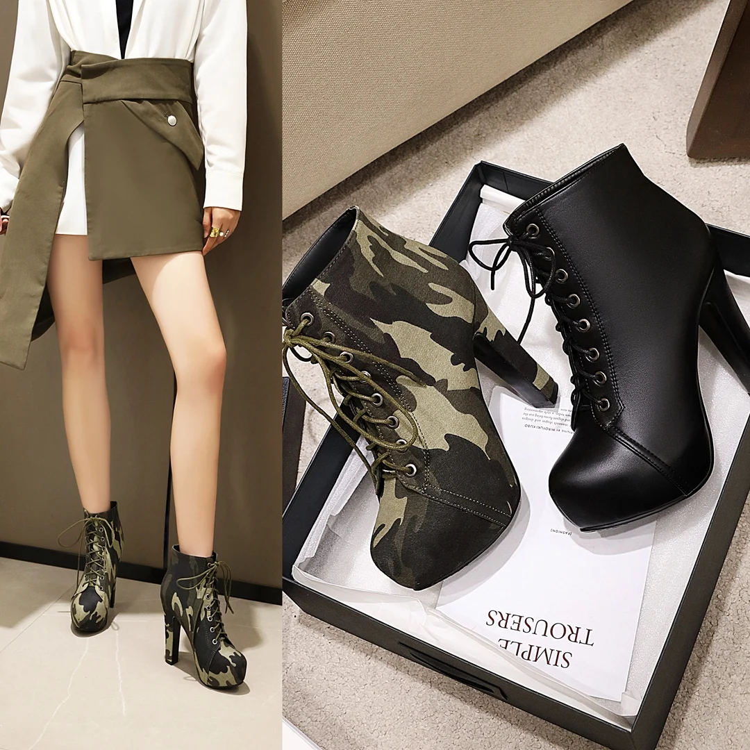 

2023 new antumn winter women ankle boots plus size 22-26.5 cm pu upper women modern Boots high heel shoes platform boots