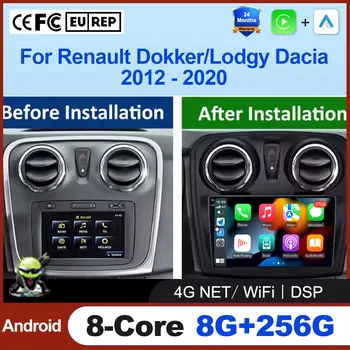 Radio Multimedia para Auto Renault Lodgy Dacia Dokker 2012-2020, Android Auto Inalámbrico, Carplay, 4G + WIFI, BT, DSP, Estéreo, GPS, Navegación 1