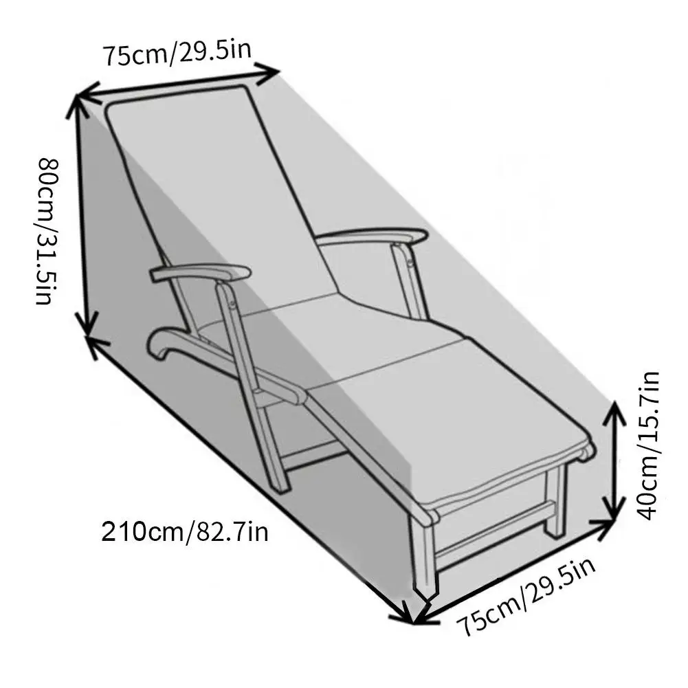 Chaise Lounge Cover Waterproof Lounge Chair Recliner Protective Cover for Outdoor Courtyard Garden Patio 5