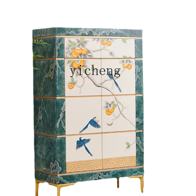

Xl Corridor New Chinese Style Light Luxury French Cream Wind Cabinet Painted Ruyi Hallway Shoe Cabinet