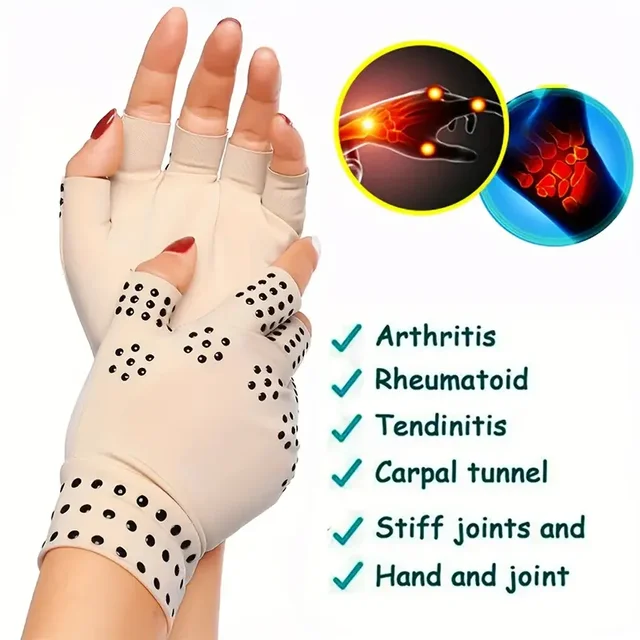 1Pair Magnetic Compression Arthritis Gloves - Wrist Brace & Anti-Slip Fingerless Hand Care Gloves For Women & Men 5