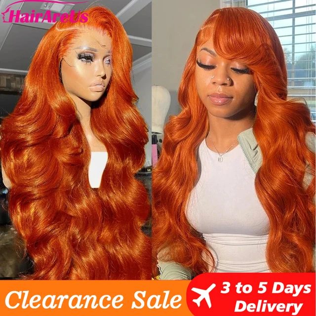 Glueless Orange Ginger HD Lace Front Human Hair Wigs For Women Pre Plucked Body Wave HD Full Lace Frontal Wigs 100% Human Hair