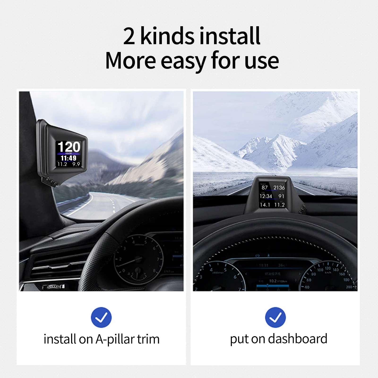 다기능 OBD HUD 자동차 속도계 RPM 터보 오일 압력 수온 온보드 컴퓨터 헤드업 디스플레이 자동차 액세서리