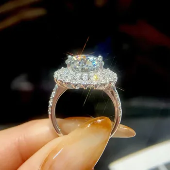 5CT Large Moissanite Diamond Rings For Women 925 Sterling Silver Babysbreath Flower Wedding Ring Fine Jewelry GRA 5