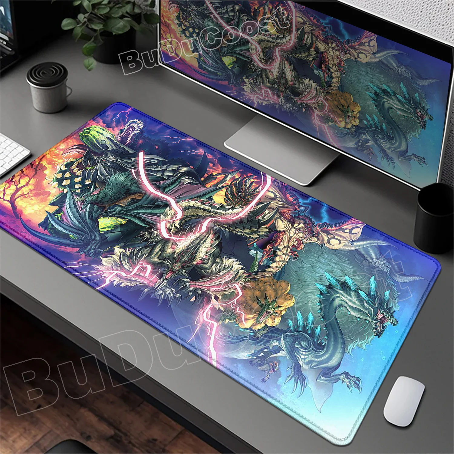 HD-Druck MousePad Spiel Monster Hunter Wilds Mauspad Naturkautschuk Tastaturmatte Büro Schreibtischunterlage Computer Gaming Zubehör