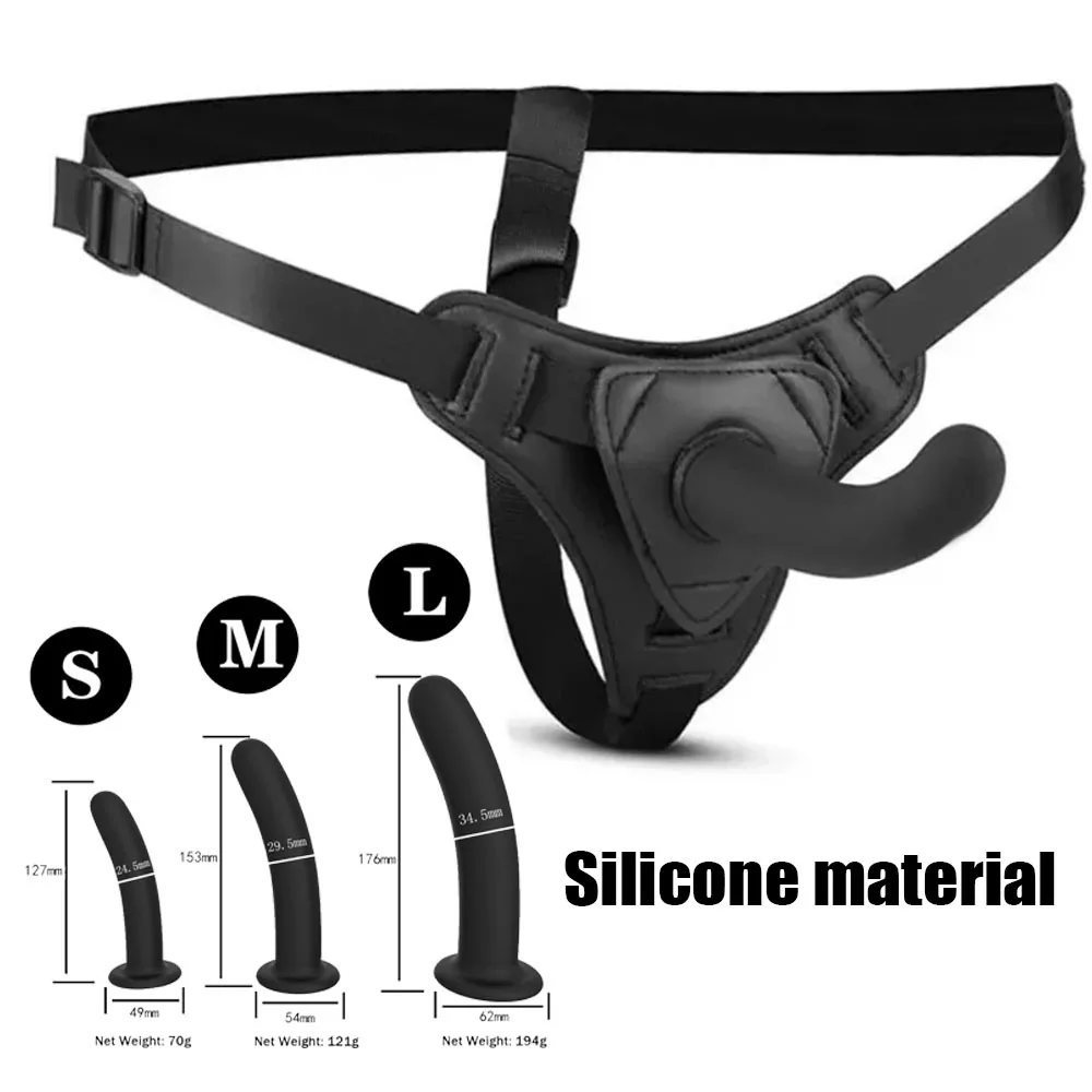 Verstellbares Silikon-Träger-On-Dildo-Geschirr-Set, S, M, L, Größen, realistisches Penishöschen für Frauen, lesbische Paare, G-Punkt, Anal, Vaginal