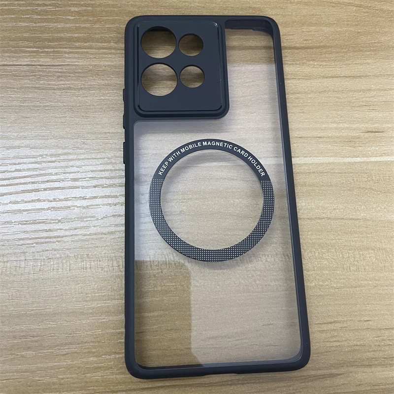 Clear Matte Frosted Magnetic Car Phone Case with Lens Protection