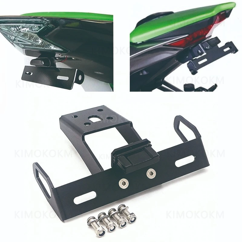 가와사키 닌자 636 ZX-6R10R 오토바이 액세서리용 ZX 번호판 홀더, LED 라이트가 있는 등록 번호 프레임 브래킷