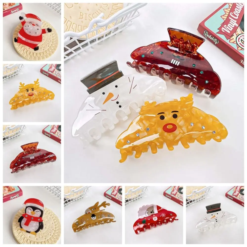 

Creative Christmas Elk Hair Claw Elegant Penguin Shark Clip Sweet Girls Ponytail Holder Kawaii Cartoon Animal Hair Accessories