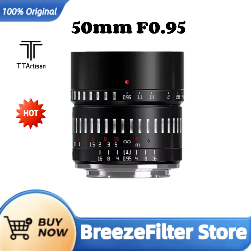 TTArtisan APS-C 50mm F0.95 대구경 인물 사진 렌즈 ( E/후지 X/M43/니콘 Z/RF/L 마운트 A7RM3 X-50 Z30 Z50 A911 X-E5 호환)