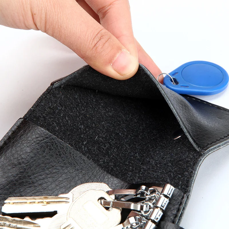 Genuine Leather Keychain Men Women Key Holder Organizer Pouch Cow Split Car Key Wallet Housekeeper Key Case Mini Card Bag A-001