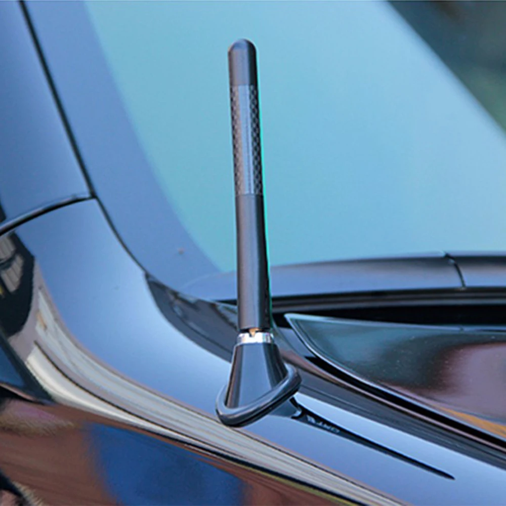 Car Antenna 12cm Momo 4.7inch Carbon Fiber Car Roof AM/FM Radio Aerial Decorative Antenna Universal For Most Vehicle Auto