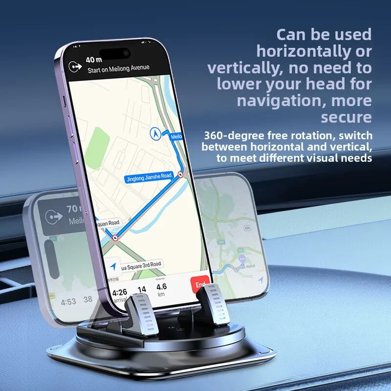 Supporto per Telefono da Auto Girevole Antiscivolo per Cruscotto, Supporto Universale per Navigazione GPS, Accessori Auto - immagine 5