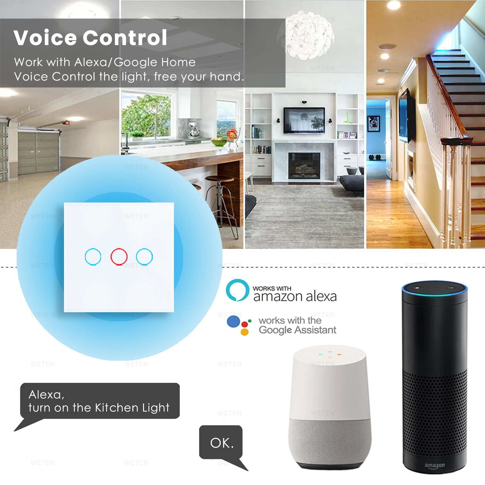 Tuya Smart Wifi rf Wall Touch Light Switch sem Fio Neutro 433 Mhz Gang 220v 110v Smart Life App Suporte Alexa Google Home - Image 5