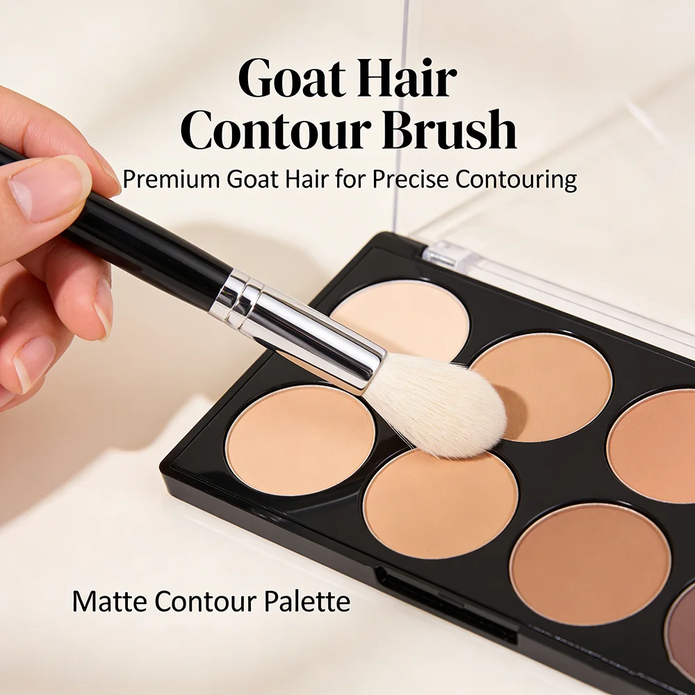 Goat Hair Contour Brush Face Powder Blush Highlight Sculpting Makeup 100