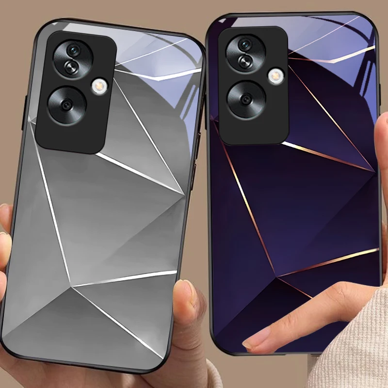 Geometric Prism Tempered Glass Black Phone Case