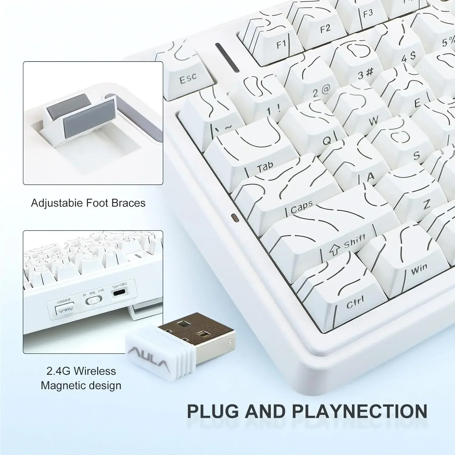 لوحة مفاتيح ميكانيكية لاسلكية AULA F75 بحجم 75% مع...