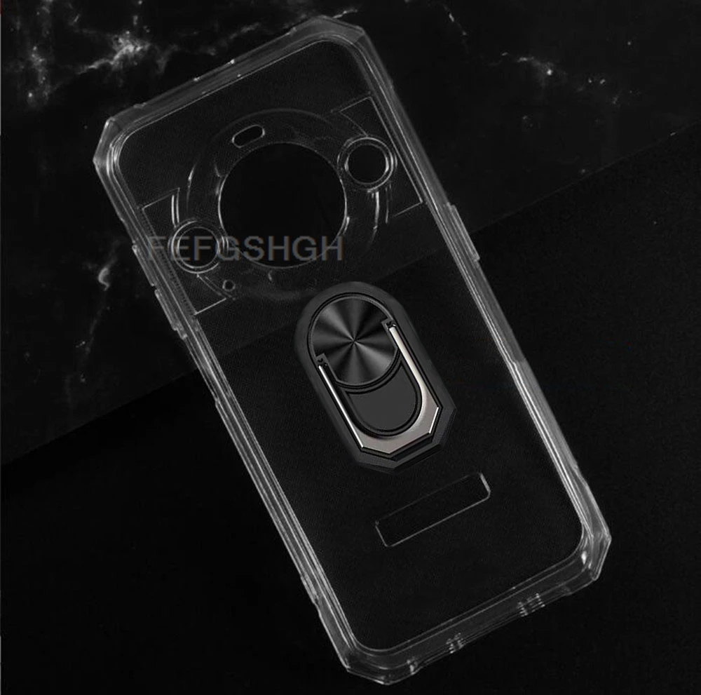 Premium Ring Holder Bracket Phone Cover - Black Silicone TPU Case