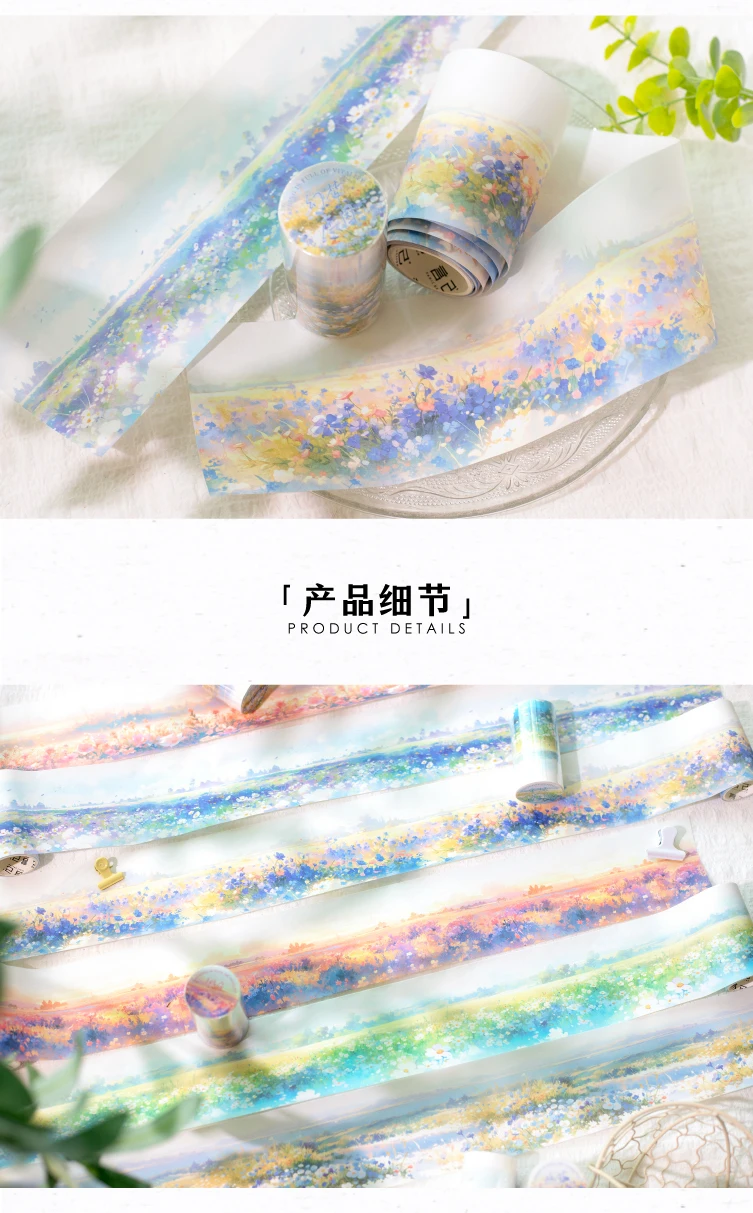 Yoofun 7,4 x 200 cm Frühlingsblumen-Washi-Klebeband, Blumen-Washi-Klebeband, dekoratives Klebeband für DIY-Kunsthandwerk, Tagebuch, Scrapbooking – Detail 5