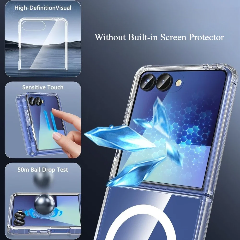 Premium Transparent Magnetic TPU Acrylic Protective Case with Wireless Charging Support