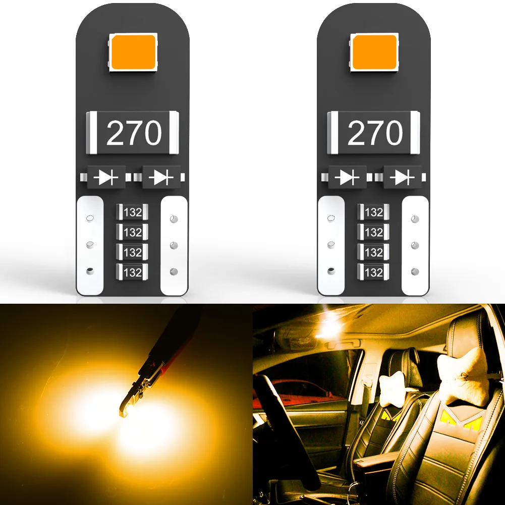 

2x W5W T10 LED 2835 2SMD Car Interior Bulb Canbus Error Free 12V 194 168 Map Dome Lights Parking Light Auto Signal Lamp Orange