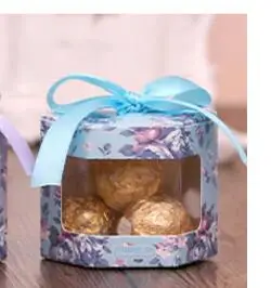 

500pcs/lot new arrives ! europe style print candy box floral chocolate Transparent wedding candy box