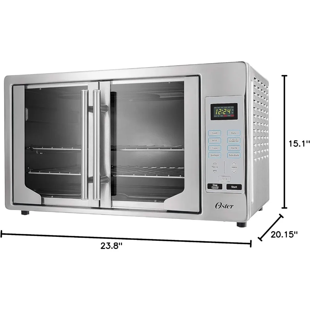 Convection Oven, 8-in-1 Countertop Toaster Oven, XL Fits 2 16" Pizzas, Stainless Steel French Door 6