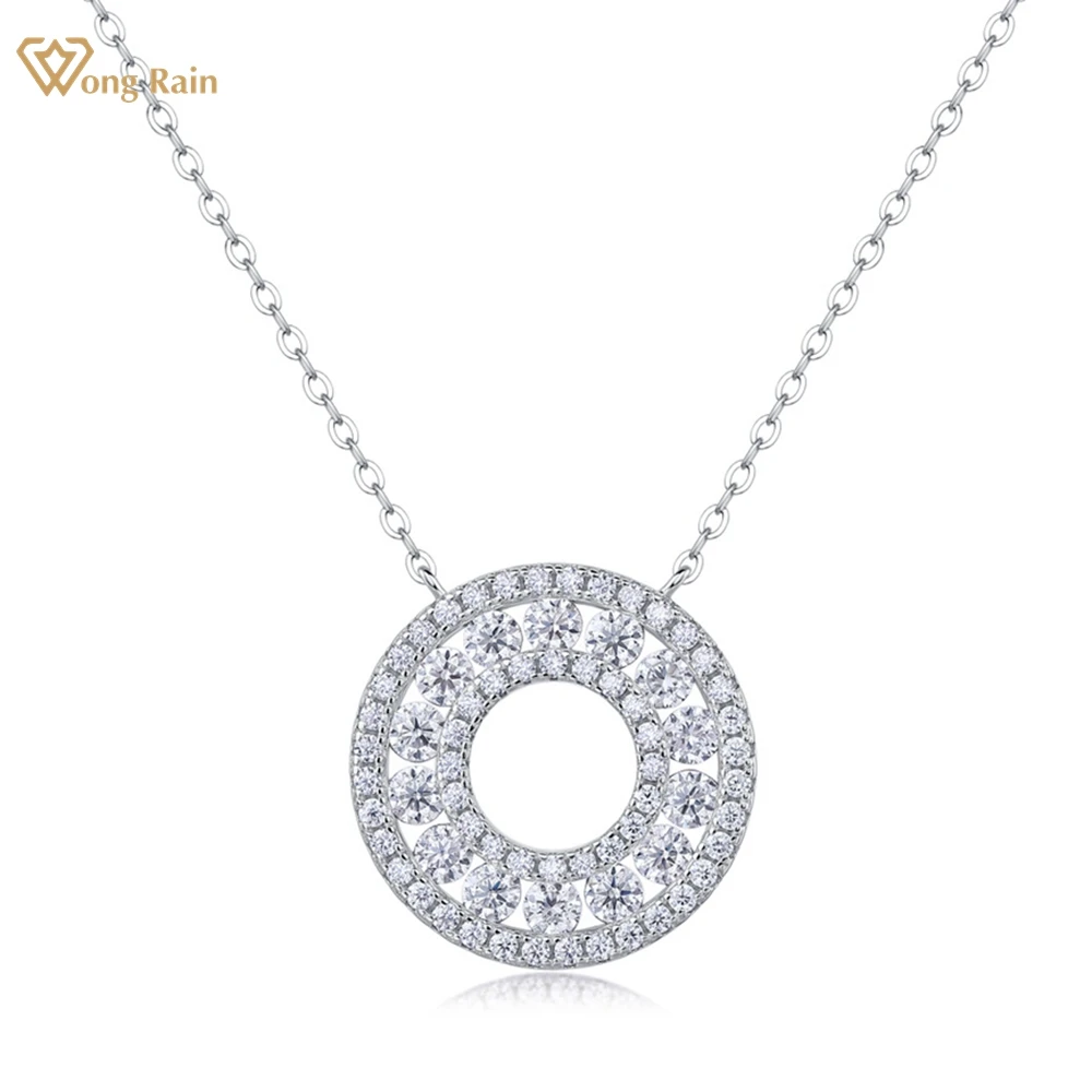 Wong Rain 925 Sterling Silver Sparkling VVS1 3EX D Color Real Moissanite Diamonds Gemstone Pendant Necklace Fine Jewelry GRA