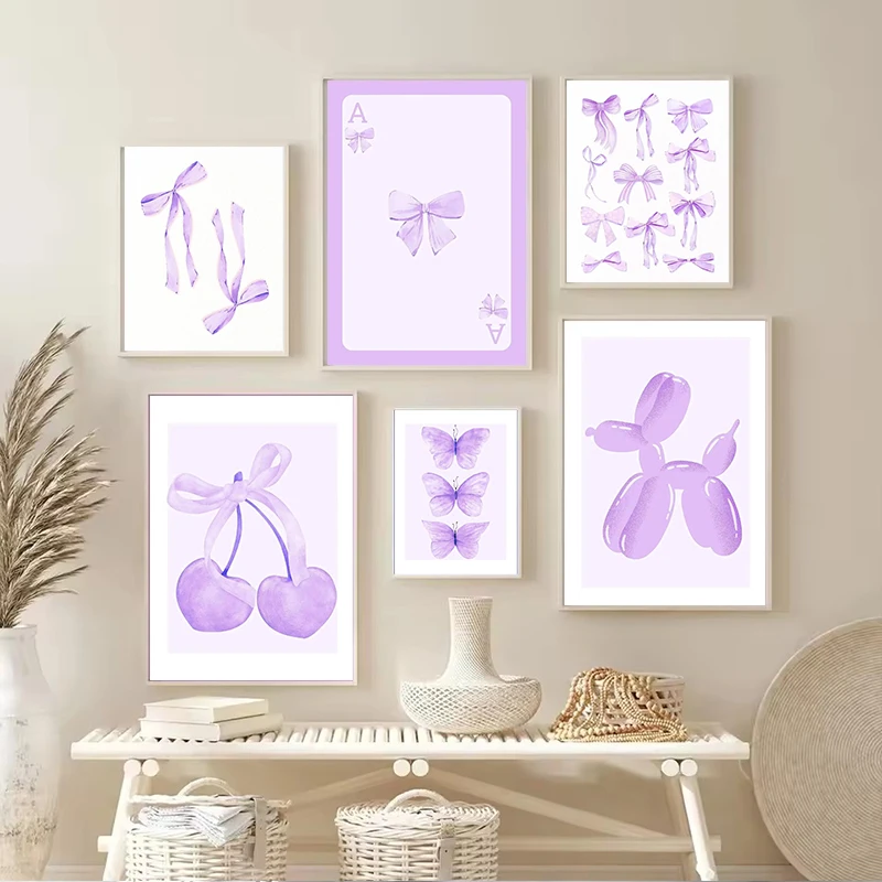 Chic Purple Abstract Art Canvas Print - Modern Living Room Decor