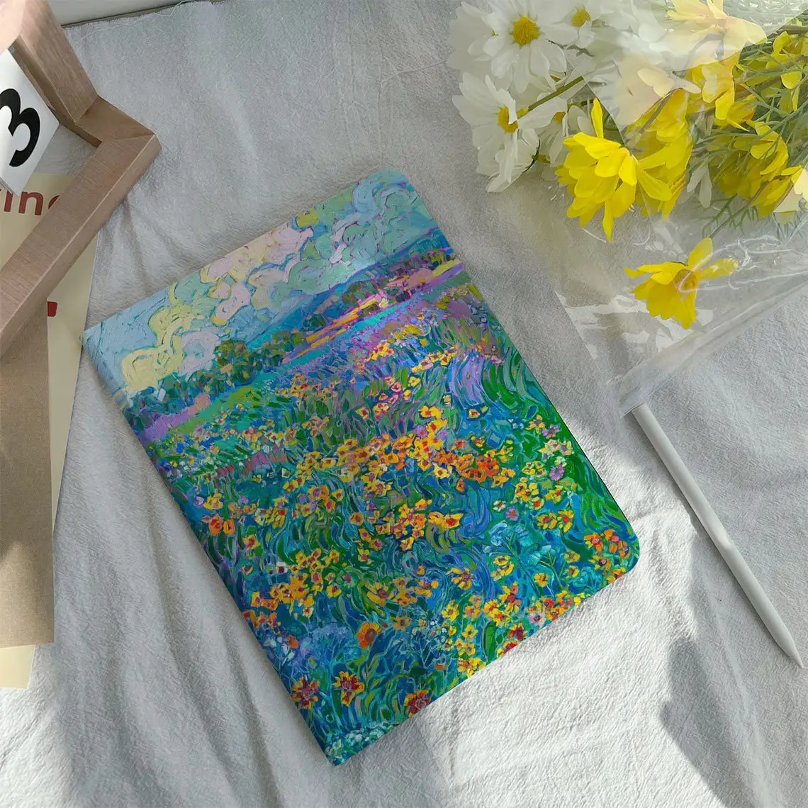 Pintura a Óleo Campo Capa com Suporte de Lápis Estojo para Ipad Air 4th 10.9 Pro 11 10.2 9th Air3 Pro 10.5 10th 2023