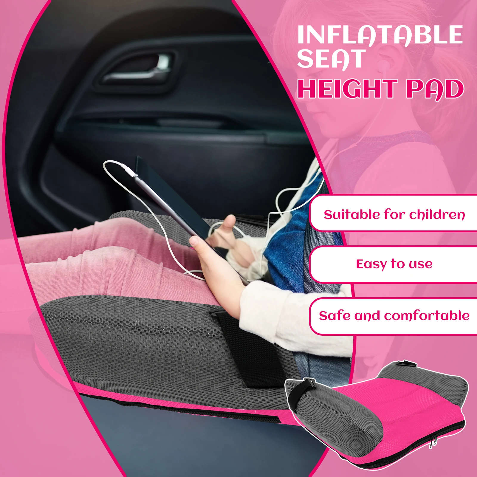Portable Inflatable Seat Cushion PVC Travel Inflatable Booster Car Seat Fast Inflate Lightweight Soft Booster Car Seat for Kids