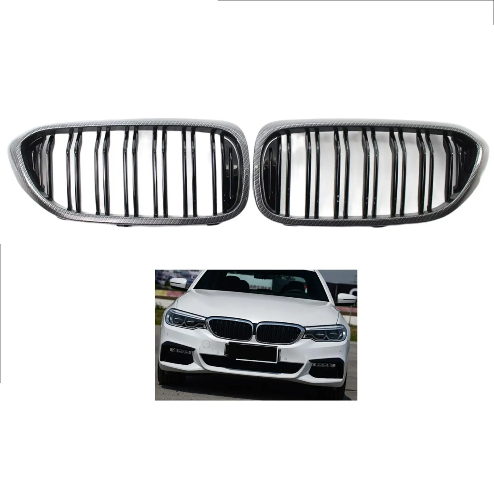 

Передняя решетка радиатора для автомобиля, 2 шт., решетка-бампер для BMW 5 серии G30 G31 G38 2017-19 520i 540i, аксессуары, запасные части