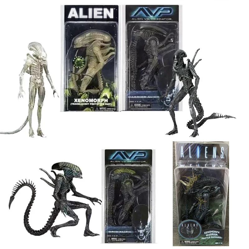 

NECA Grid Warrior Alien Xenomorph Translucent Prototype Suit Aliens Battle Damaged AVP Alien VS Predator Action Figure Gift